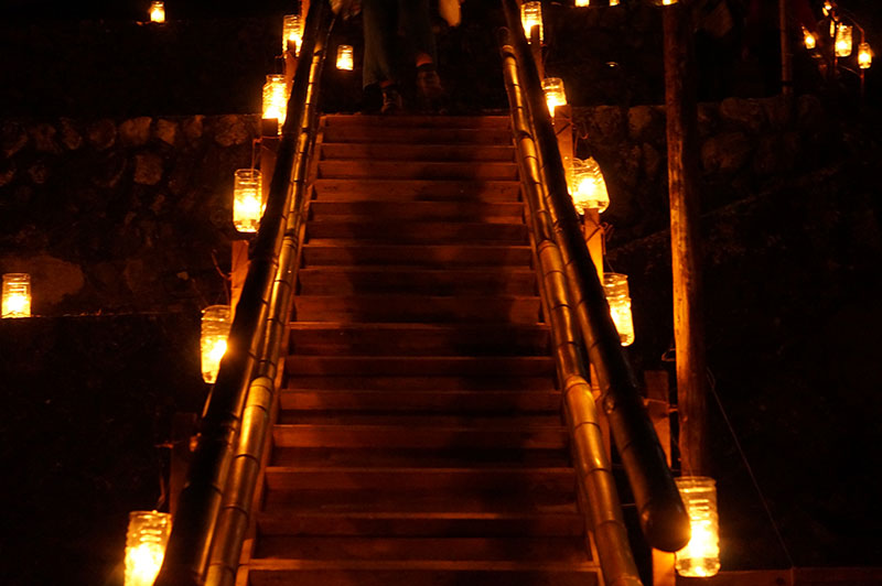 津野町 棚田キャンドルまつり 階段もライトアップ